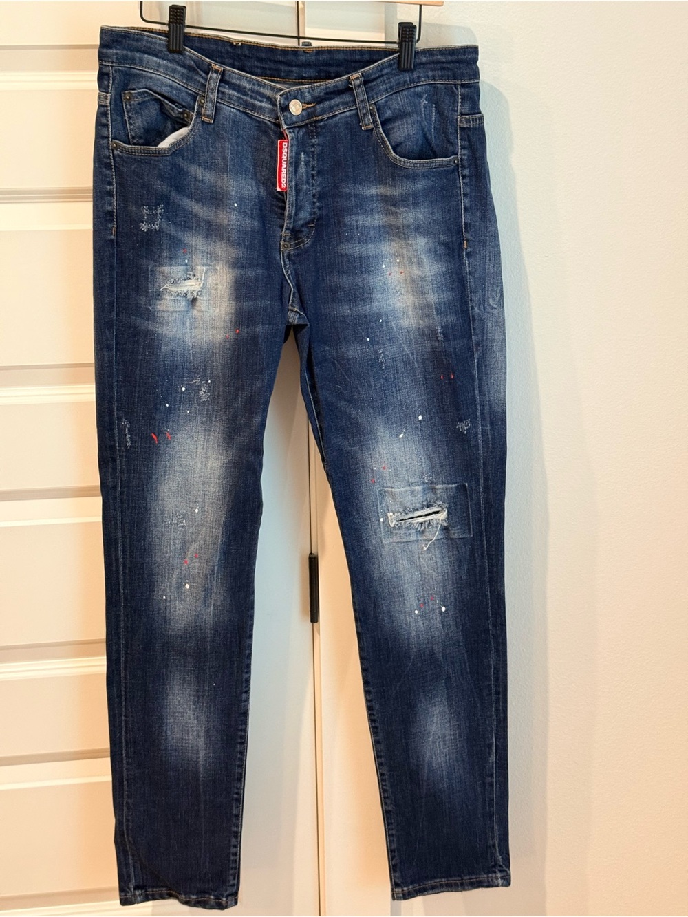 DSQUARED2 Men's Distressed Dark Blue Jeans - Slim Fit